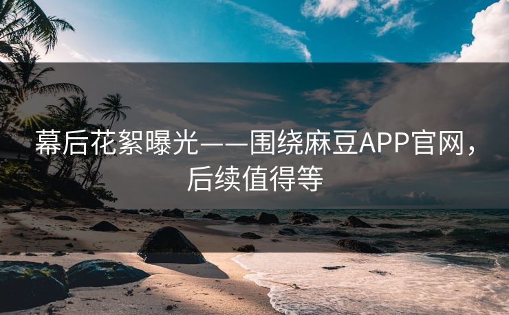 幕后花絮曝光——围绕麻豆APP官网，后续值得等