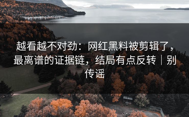 越看越不对劲：网红黑料被剪辑了，最离谱的证据链，结局有点反转｜别传谣