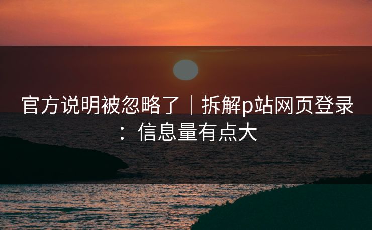 官方说明被忽略了｜拆解p站网页登录：信息量有点大