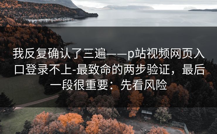 我反复确认了三遍——p站视频网页入口登录不上-最致命的两步验证，最后一段很重要：先看风险