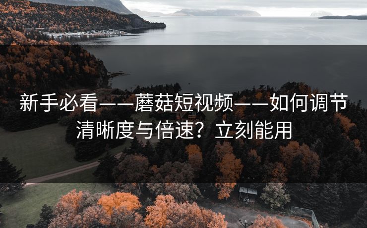 新手必看——蘑菇短视频——如何调节清晰度与倍速？立刻能用