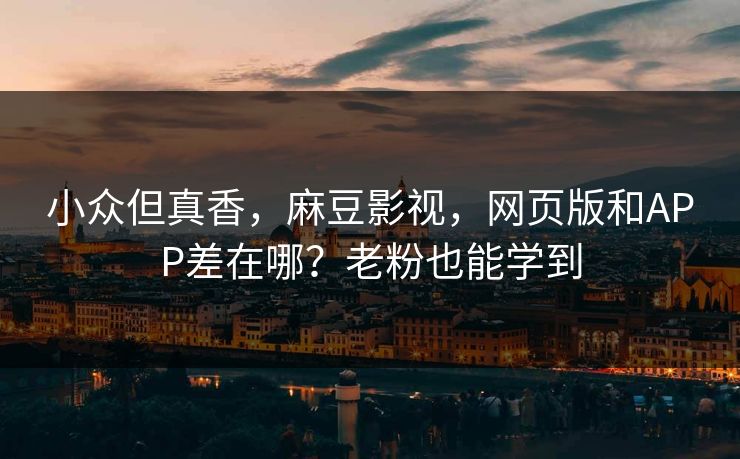小众但真香，麻豆影视，网页版和APP差在哪？老粉也能学到