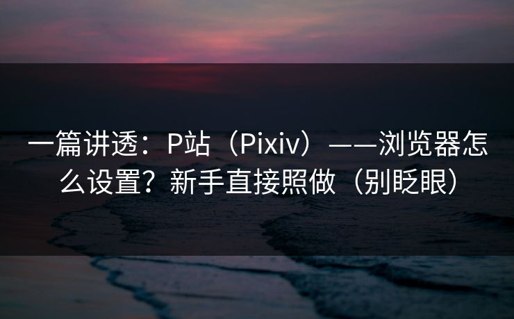 一篇讲透:P站(Pixiv)——浏览器怎么设置?新手直接照做(别眨眼) 一篇讲透:P站(Pixiv)——浏览器怎么设置?新手直接照做(别眨眼)