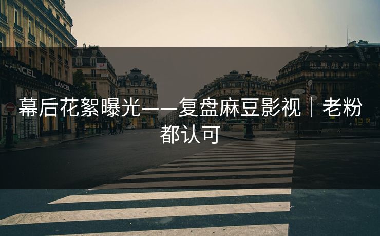 幕后花絮曝光——复盘麻豆影视|老粉都认可 幕后花絮曝光——复盘麻豆影视|老粉都认可